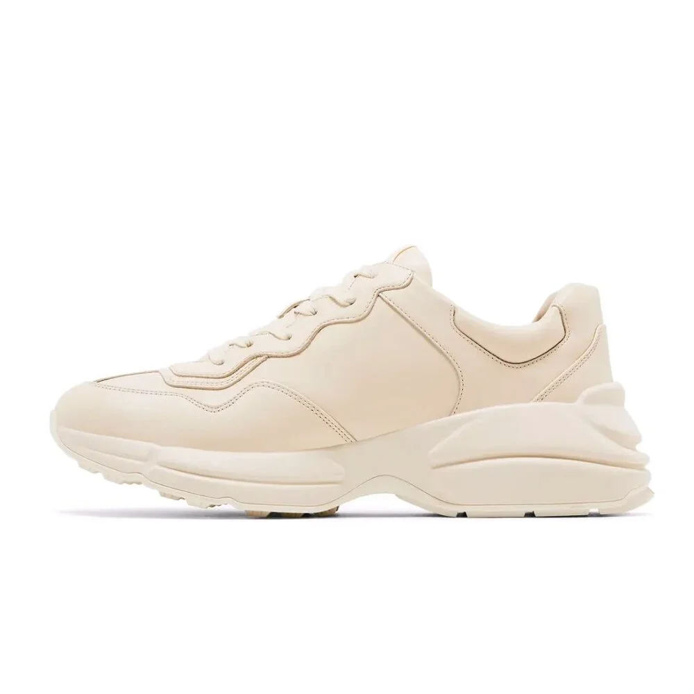 NEW GUCCI Rhyton Interlocking G Ivory Leather Sneakers Men’s G 12.5 / US 13 Auth